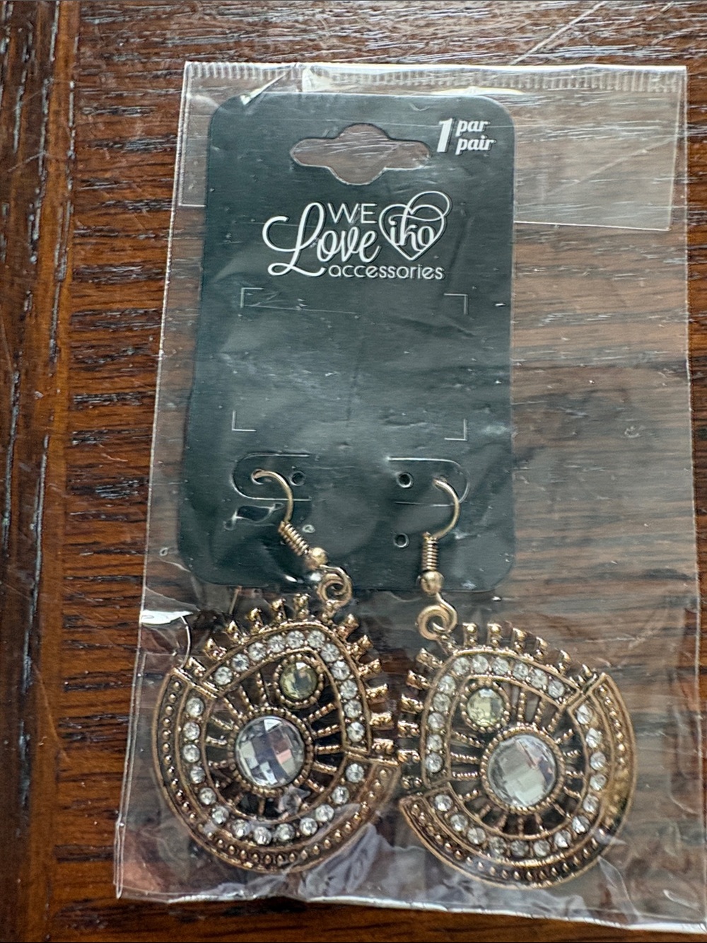 We Love FHO Gold Crystal Drop Earrings